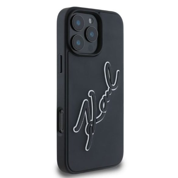 Karl Lagerfeld KLHCP16X3DRKSDLK 3D Rubber Bicolor Signature keménytok iPhone 16 Pro Max - fekete