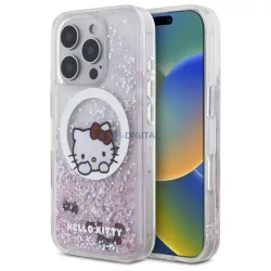   Hello Kitty HKHMP16LLSWKH Liquid Glitter Sweet Kitty Bows MagSafe-kompatibilis keménytok iPhone 16 Pro - fehér