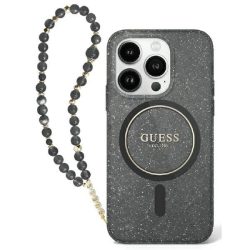   Guess GUHMP16SHGCRELSK IML Glitter With Pearl Strap MagSafe keménytok iPhone 16 - fekete