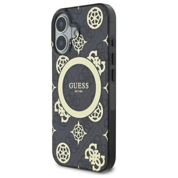 Guess GUHMP16SH4PYEEK IML Peony On 4G Background MagSafe keménytok iPhone 16 - fekete