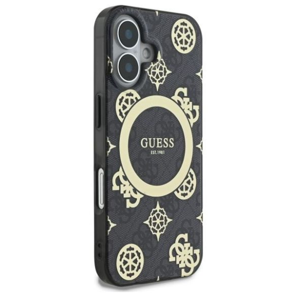 Guess GUHMP16SH4PYEEK IML Peony On 4G Background MagSafe keménytok iPhone 16 - fekete