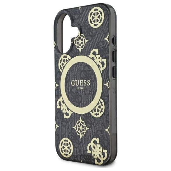 Guess GUHMP16SH4PYEEK IML Peony On 4G Background MagSafe keménytok iPhone 16 - fekete