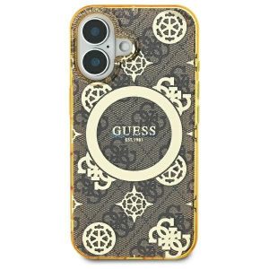 Guess GUHMP16LH4PYEEW IML Peony On 4G Background MagSafe keménytok iPhone 16 Pro - barna