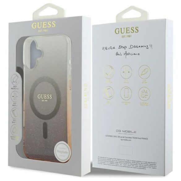 Guess GUHMP16SHGRCELW IML Glitter Gradient MagSafe keménytok iPhone 16 - barna