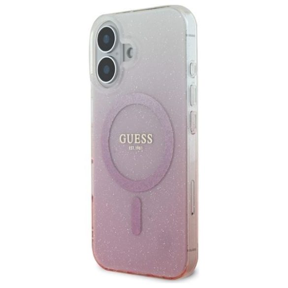 Guess GUHMP16SHGRCELP IML Glitter Gradient MagSafe keménytok iPhone 16 - rózsaszín