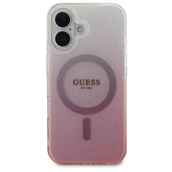 Guess GUHMP16SHGRCELP IML Glitter Gradient MagSafe keménytok iPhone 16 - rózsaszín