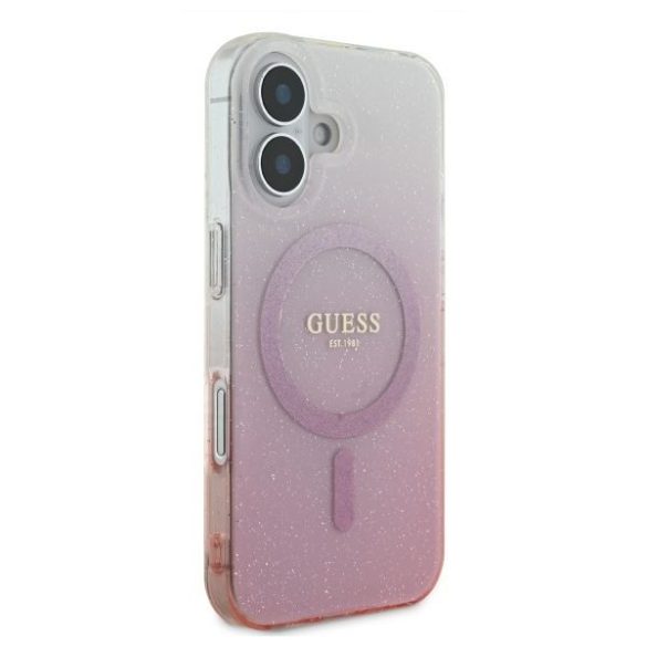 Guess GUHMP16SHGRCELP IML Glitter Gradient MagSafe keménytok iPhone 16 - rózsaszín