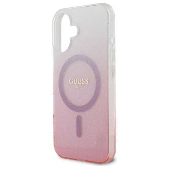 Guess GUHMP16SHGRCELP IML Glitter Gradient MagSafe keménytok iPhone 16 - rózsaszín