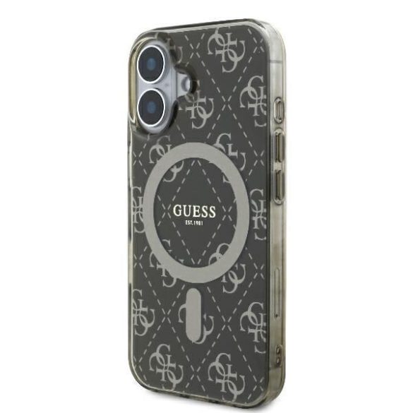 Guess GUHMP16SH4DTEW IML 4G Background MagSafe keménytok iPhone 16 - barna