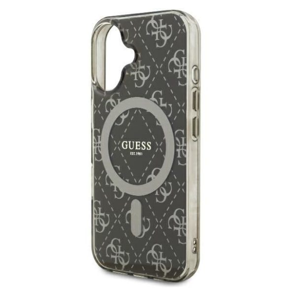 Guess GUHMP16SH4DTEW IML 4G Background MagSafe keménytok iPhone 16 - barna