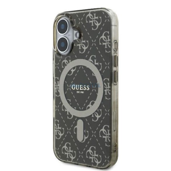 Guess GUHMP16MH4DTEW IML 4G Background MagSafe keménytok iPhone 16 Plus - barna