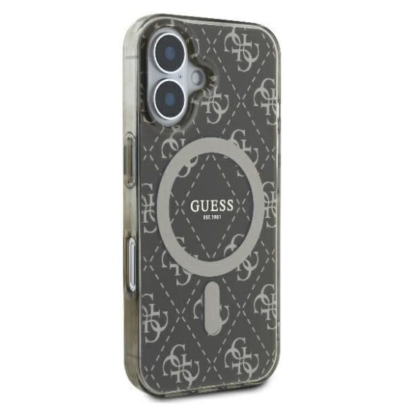 Guess GUHMP16MH4DTEW IML 4G Background MagSafe keménytok iPhone 16 Plus - barna