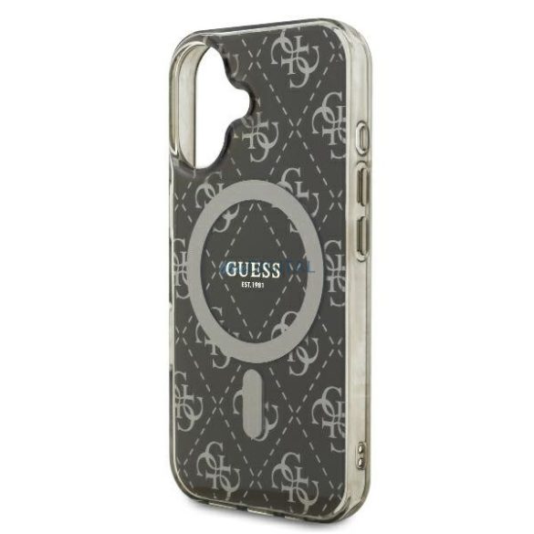 Guess GUHMP16MH4DTEW IML 4G Background MagSafe keménytok iPhone 16 Plus - barna