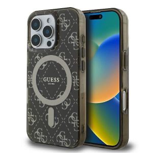 Guess GUHMP16LH4DTEW IML 4G Background MagSafe keménytok iPhone 16 Pro - barna