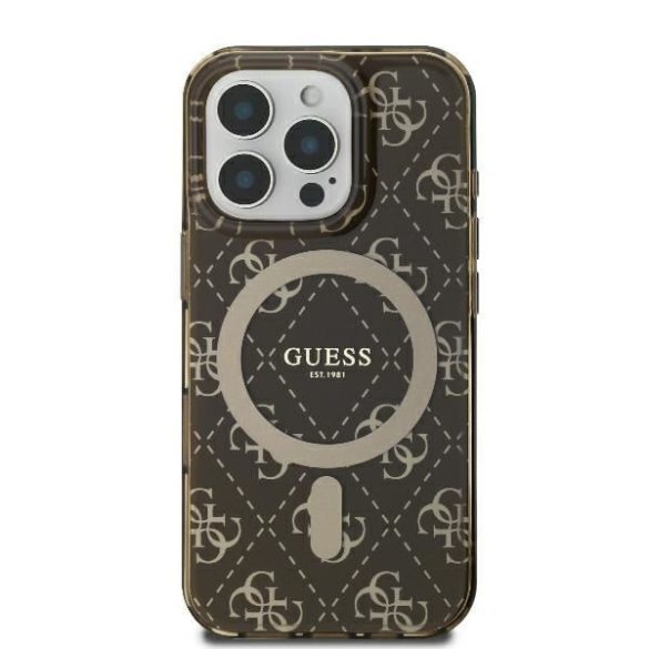 Guess GUHMP16LH4DTEW IML 4G Background MagSafe keménytok iPhone 16 Pro - barna