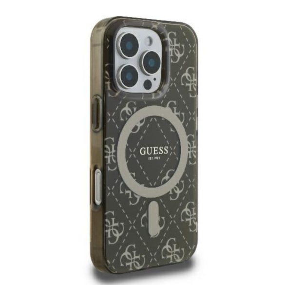 Guess GUHMP16LH4DTEW IML 4G Background MagSafe keménytok iPhone 16 Pro - barna