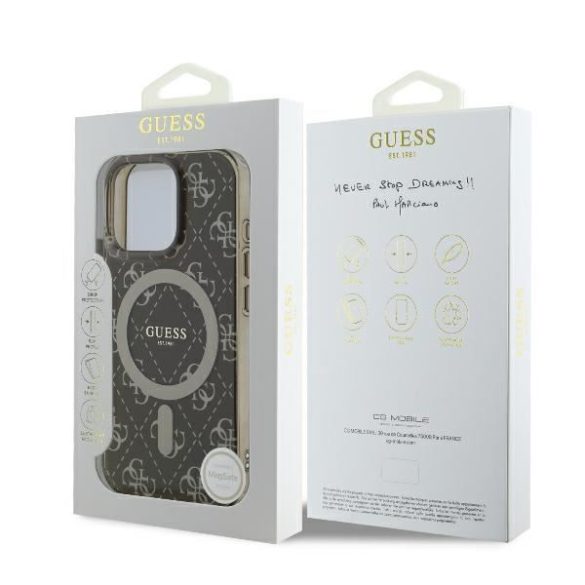 Guess GUHMP16LH4DTEW IML 4G Background MagSafe keménytok iPhone 16 Pro - barna