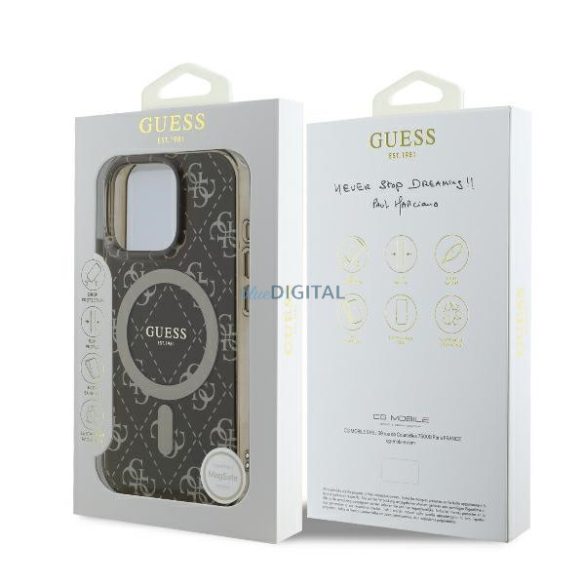 Guess GUHMP16XH4DTEW IML 4G Background MagSafe keménytok iPhone 16 Pro Max - barna