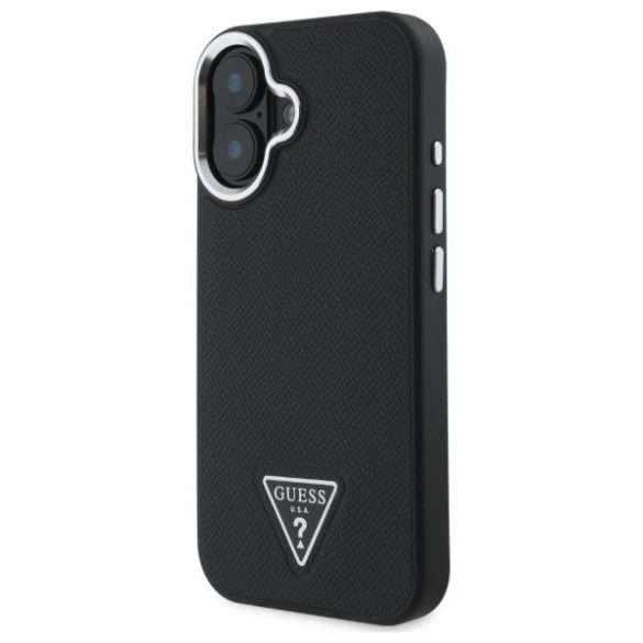 Guess GUHMP16SPGTSPSK Grained Triangle MagSafe keménytok iPhone 16 - fekete