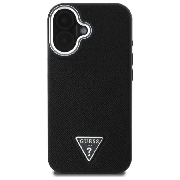 Guess GUHMP16SPGTSPSK Grained Triangle MagSafe keménytok iPhone 16 - fekete