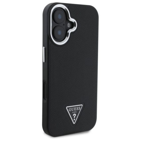 Guess GUHMP16SPGTSPSK Grained Triangle MagSafe keménytok iPhone 16 - fekete