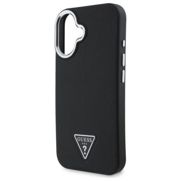 Guess GUHMP16SPGTSPSK Grained Triangle MagSafe keménytok iPhone 16 - fekete