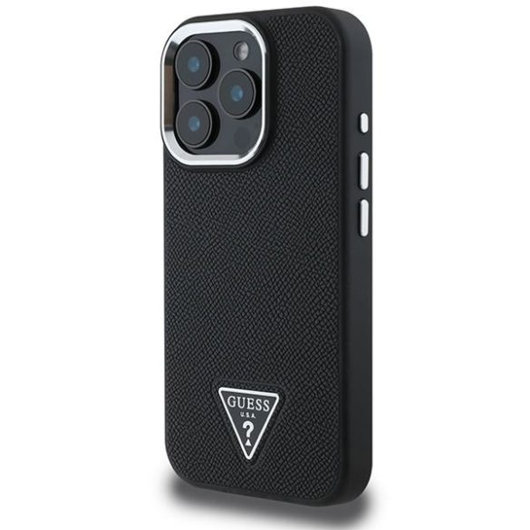 Guess GUHMP16LPGTSPSK Grained Triangle MagSafe keménytok iPhone 16 Pro - fekete