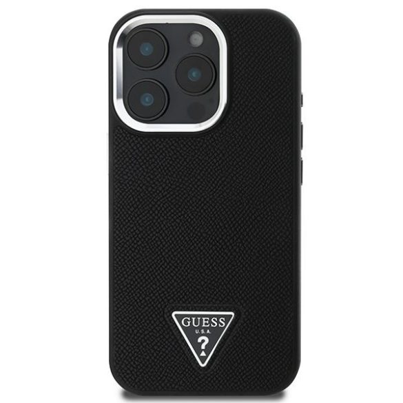 Guess GUHMP16LPGTSPSK Grained Triangle MagSafe keménytok iPhone 16 Pro - fekete