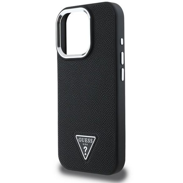 Guess GUHMP16LPGTSPSK Grained Triangle MagSafe keménytok iPhone 16 Pro - fekete