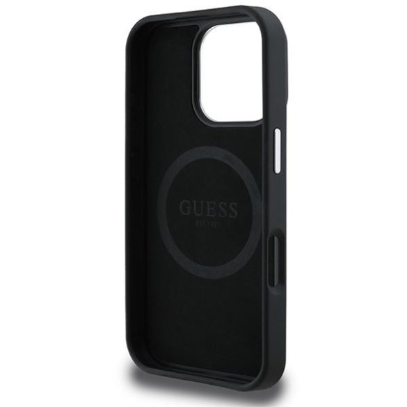 Guess GUHMP16LPGTSPSK Grained Triangle MagSafe keménytok iPhone 16 Pro - fekete