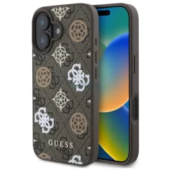   Guess GUHMP16SP4PWPW MagSafe PU Peony On 4G Background keménytok iPhone 16 - barna