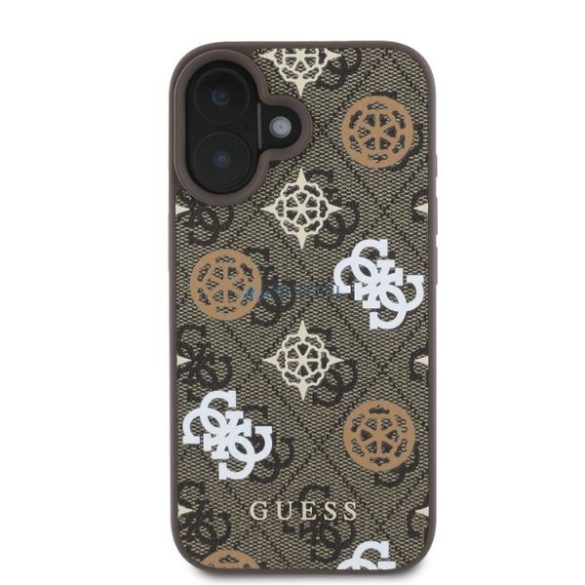 Guess GUHMP16SP4PWPW MagSafe PU Peony On 4G Background keménytok iPhone 16 - barna