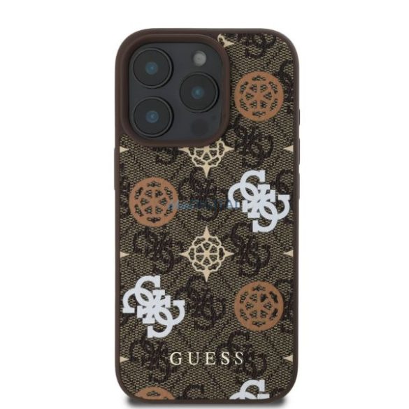 Guess GUHMP16LP4PWPW Peony On 4G Background MagSafe keménytok iPhone 16 Pro - barna