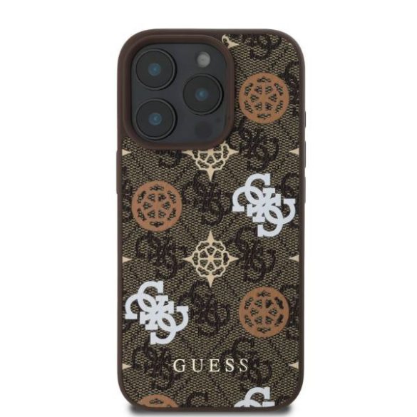 Guess GUHMP16XP4PWPW Peony On 4G Background MagSafe keménytok iPhone 16 Pro Max - barna