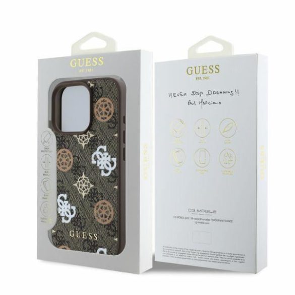 Guess GUHMP16XP4PWPW Peony On 4G Background MagSafe keménytok iPhone 16 Pro Max - barna