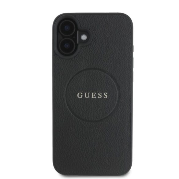 Guess GUHMP16SPGHSMMK Grained Gold Ring MagSafe keménytok iPhone 16 - fekete