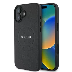   Guess GUHMP16MPGHSMMK Grained Gold Ring MagSafe keménytok iPhone 16 Plus - fekete