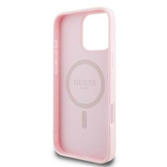 Guess GUHMP15XPGHSMMP Grained Ring MagSafe keménytok iPhone 15 Pro Max - rózsaszín