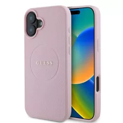   Guess GUHMP16MPGHSMMP Grained Gold Ring MagSafe keménytok iPhone 16 Plus - rózsaszín