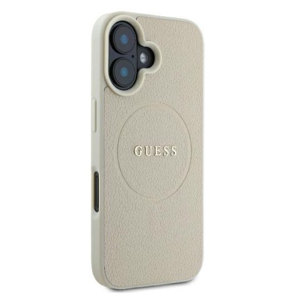 Guess GUHMP16SPGHSMME Grained Ring MagSafe keménytok iPhone 16 - bézs