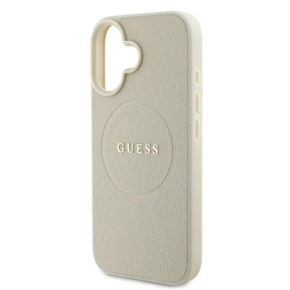 Guess GUHMP16SPGHSMME Grained Ring MagSafe keménytok iPhone 16 - bézs