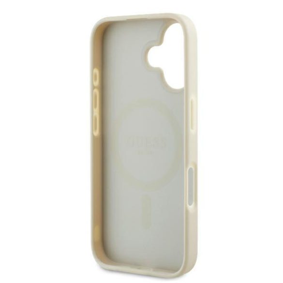 Guess GUHMP16SPGHSMME Grained Ring MagSafe keménytok iPhone 16 - bézs