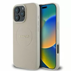   Guess GUHMP16XPGHSMME Grained Ring MagSafe keménytok iPhone 16 Pro Max - bézs