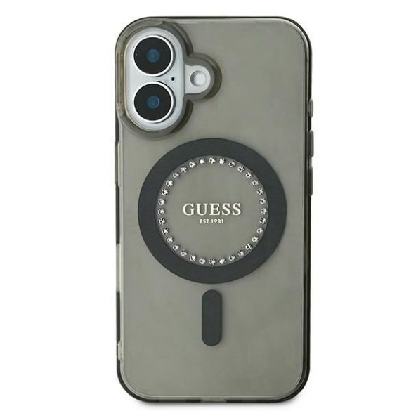 Guess GUHMP16SPFTDTEK IML Rhinestones MagSafe keménytok iPhone 16 - fekete