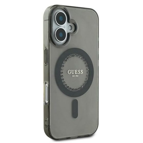 Guess GUHMP16SPFTDTEK IML Rhinestones MagSafe keménytok iPhone 16 - fekete