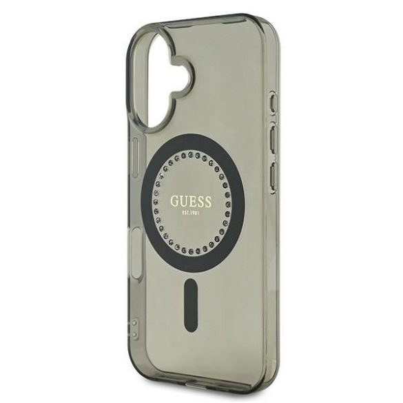 Guess GUHMP16SPFTDTEK IML Rhinestones MagSafe keménytok iPhone 16 - fekete