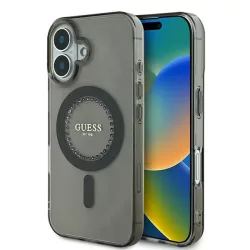   Guess GUHMP16MPFTDTEK IML Rhinestones MagSafe keménytok iPhone 16 Plus - fekete