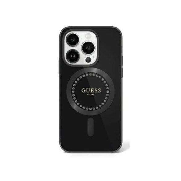 Guess GUHMP16LPFTDTEK IML Rhinestones MagSafe keménytok iPhone 16 Pro - fekete