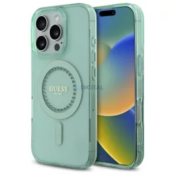   Guess GUHMP16XPFTDTEN IML Rhinestones MagSafe keménytok iPhone 16 Pro Max - zöld
