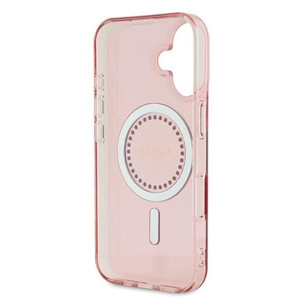 Guess GUHMP16SPFTDTEP IML Rhinestones MagSafe keménytok iPhone 16 - rózsaszín